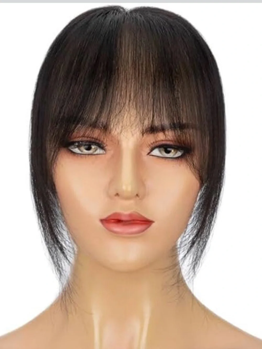Hair Topper Real Human Hair Upgrade 360°3D Cover Clip in Wispy Bangs